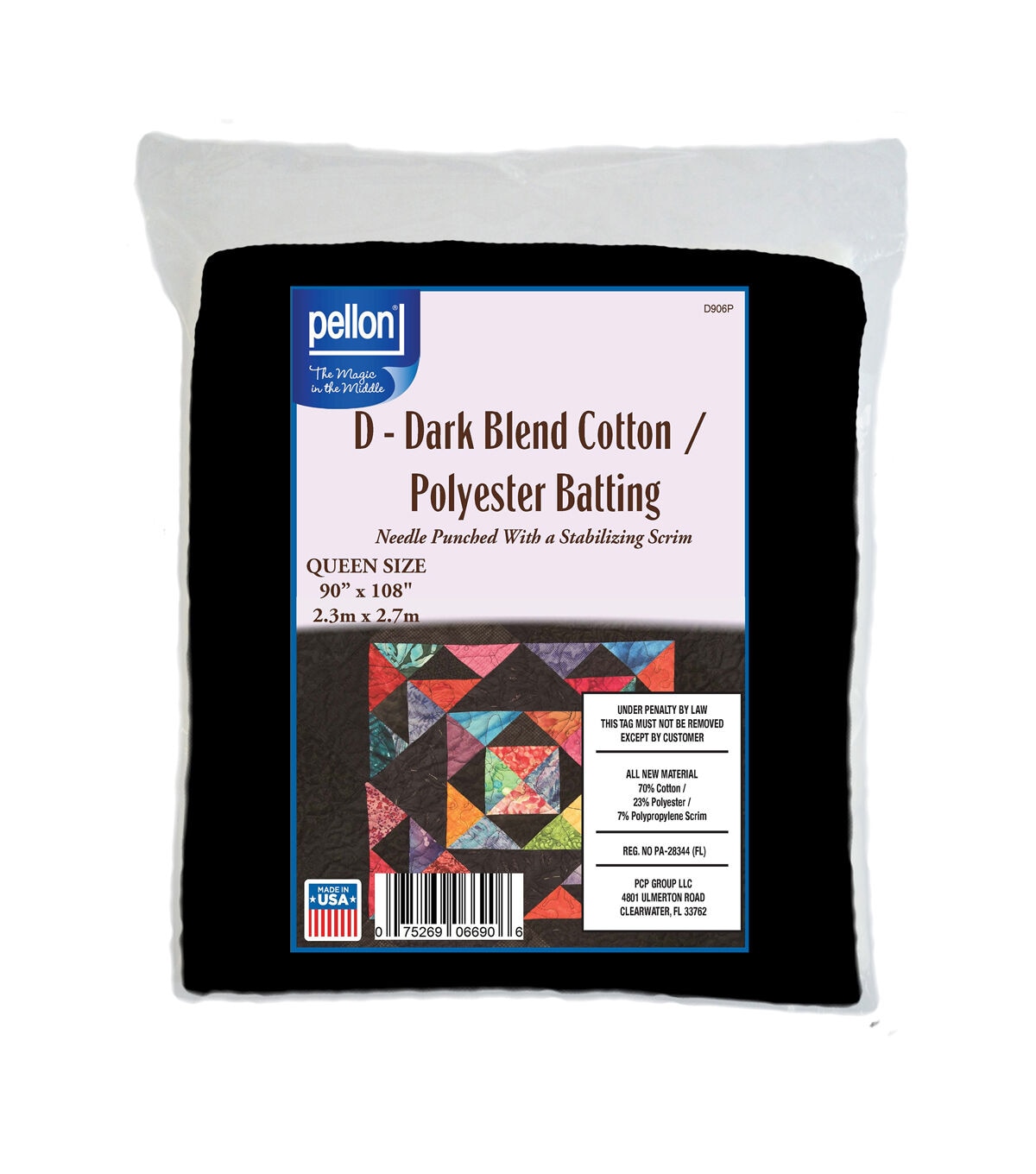 Pellon Dark Blend Cotton/Polyester Batting With Scrim 90 x 108