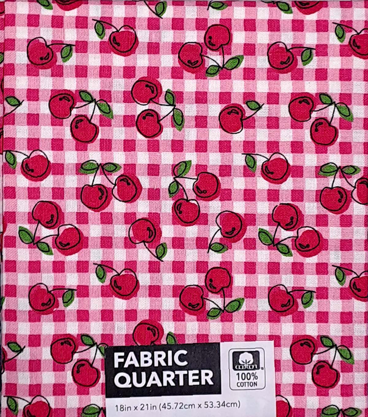 18 x 21 Pink Cherries Novelty Cotton Fabric Quarter 1pc