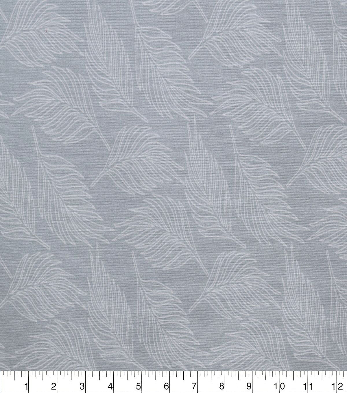 White Ferns on Gray Quilt Cotton Fabric by Quilter's Showcase