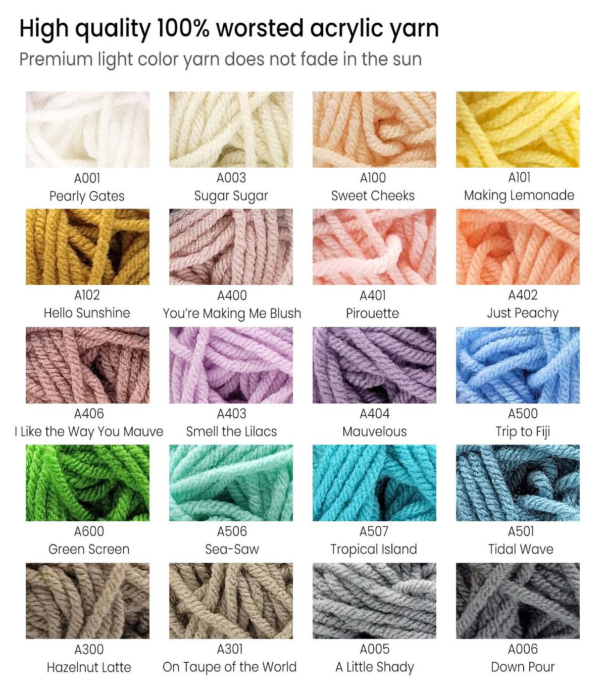 Arteza Light Colors Premium Worsted Acrylic Yarn 20 Bundle