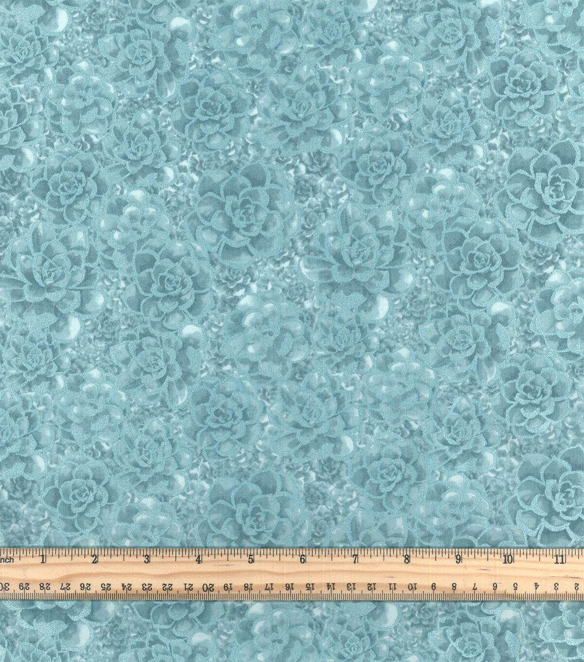 Pearlescent Teal Succulent Quilt Cotton Fabric by Keepsake Calico