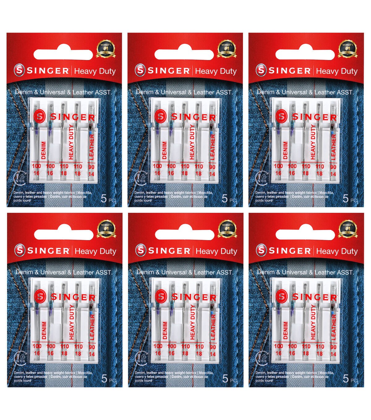 SINGER 30ct Assorted Size Universal Heavy Duty Sewing Machine Needles