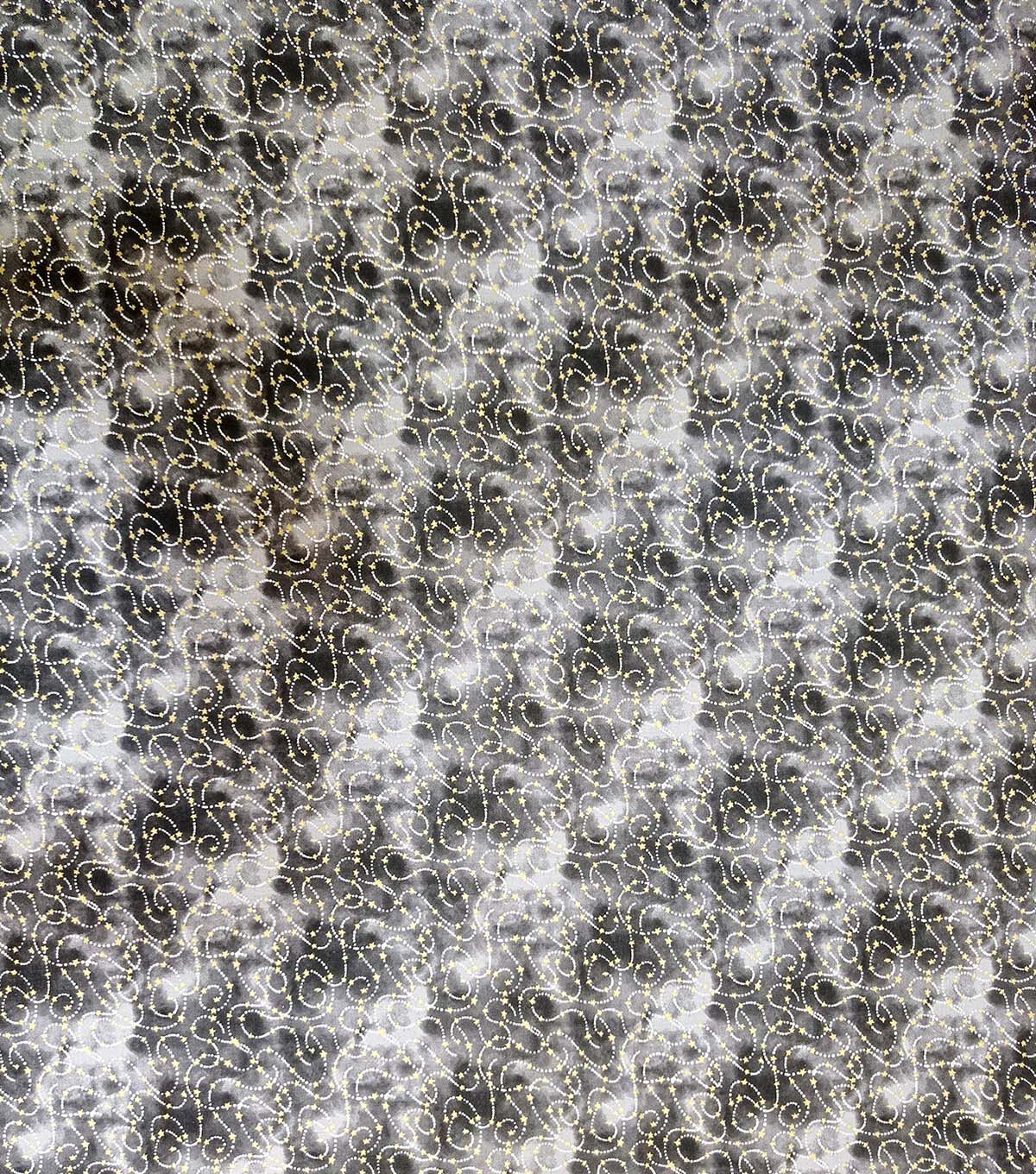 Dots & Stars on Black Quilt Metallic Cotton Fabric by Keepsake Calico