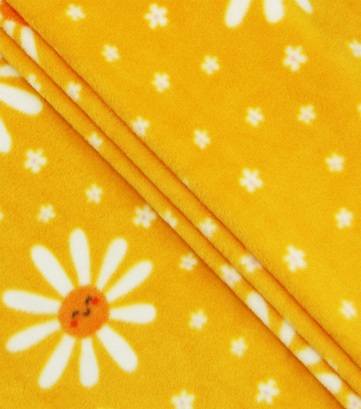 Spring Daisy on Yellow Anti Pill Plush Fleece Fabric by POP!
