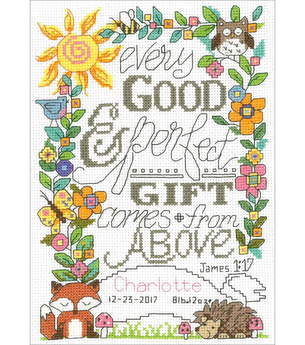 Imaginating 6 x 9 Forest Baby Birth Record Counted Cross Stitch Kit