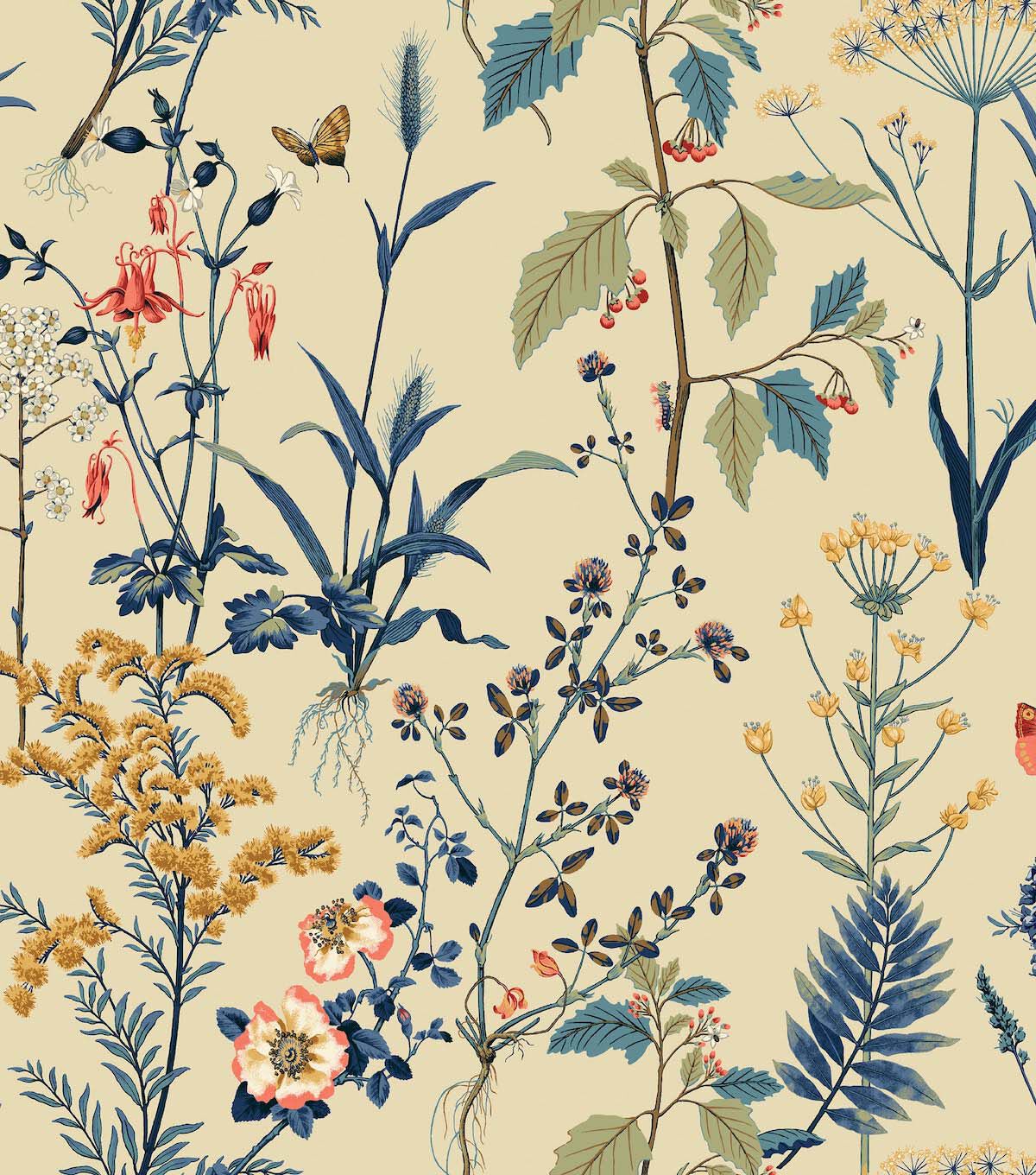 Surface Style 20.5' x 18' Parchment Meadow Peel & Stick Wallpaper