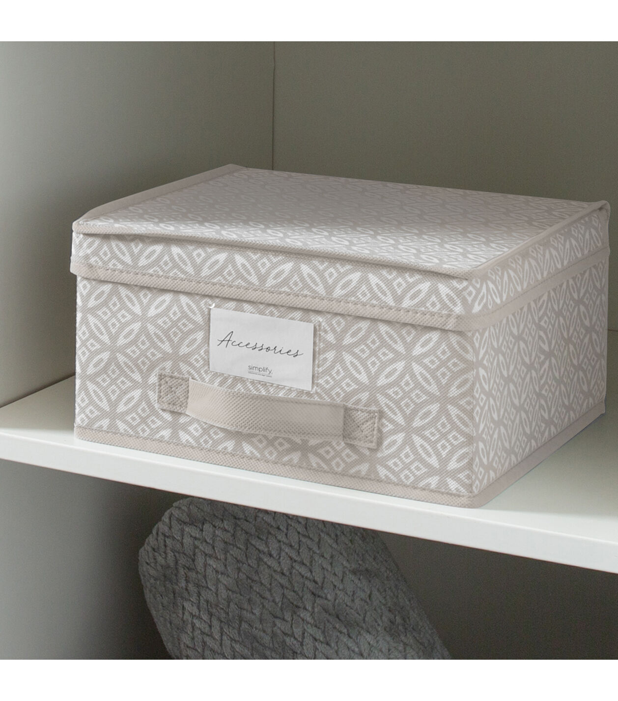 Simplify 11 x 6 Gray Boho Storage Box With Handle