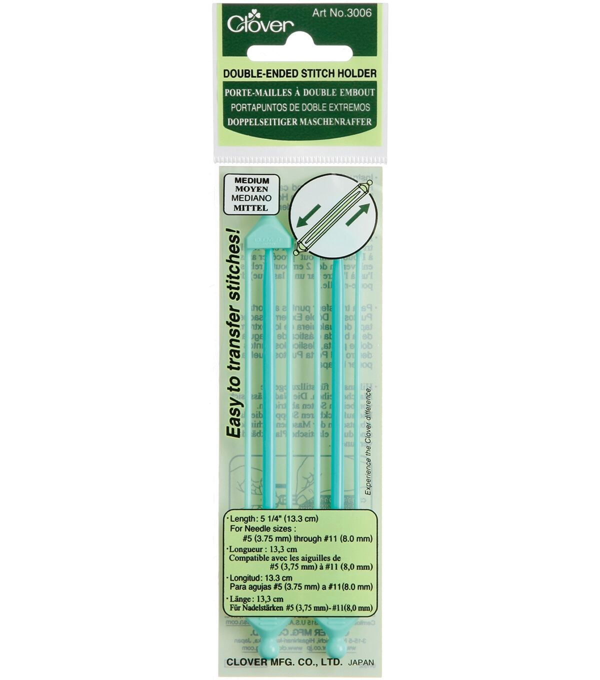 Clover Double Ended Stitch Holder Medium 2PK