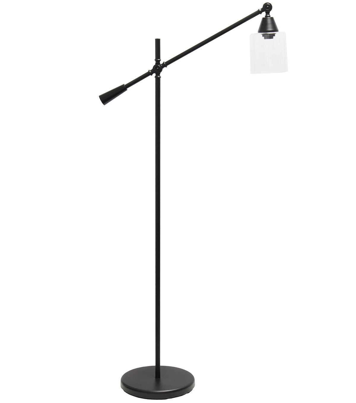 All The Rages Swing Arm Floor Lamp with Clear Glass Cylindrical Shade