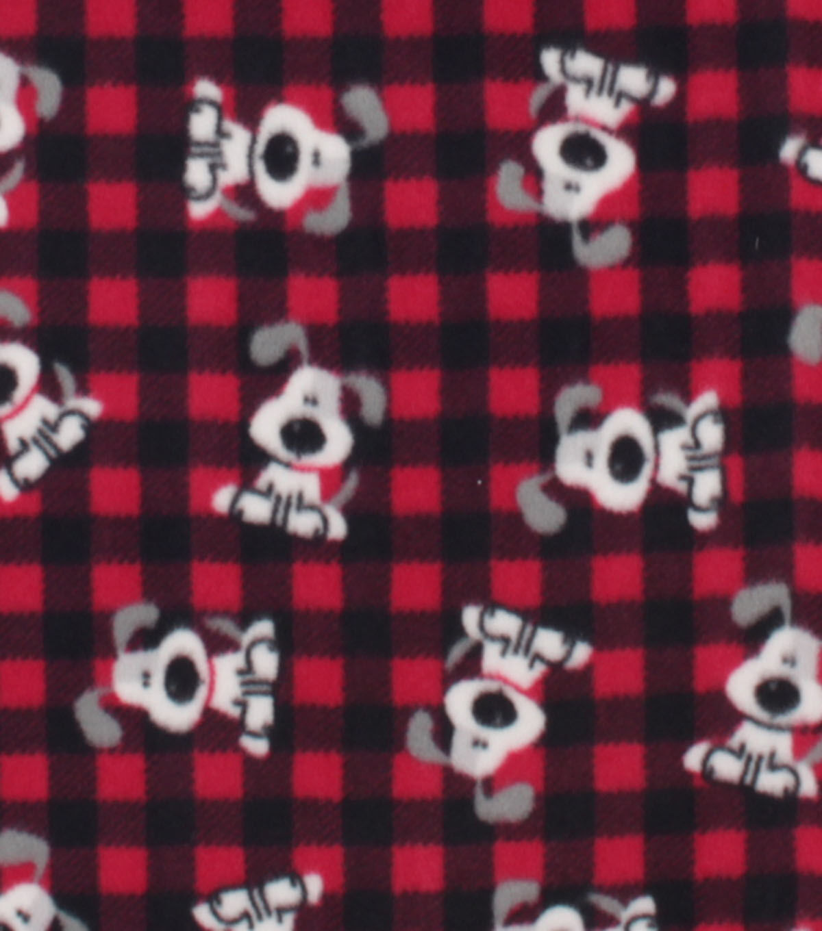 Black & Red Buffalo Checkered Plaid Dogs Anti Pill Plush Fleece Fabric