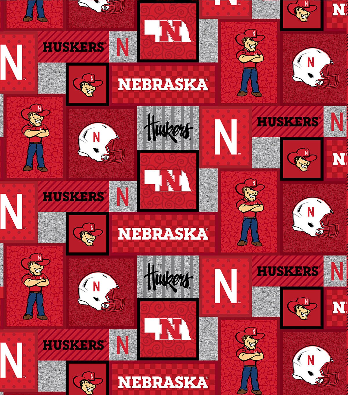 University of Nebraska Cornhuskers Fleece Fabric College Patch
