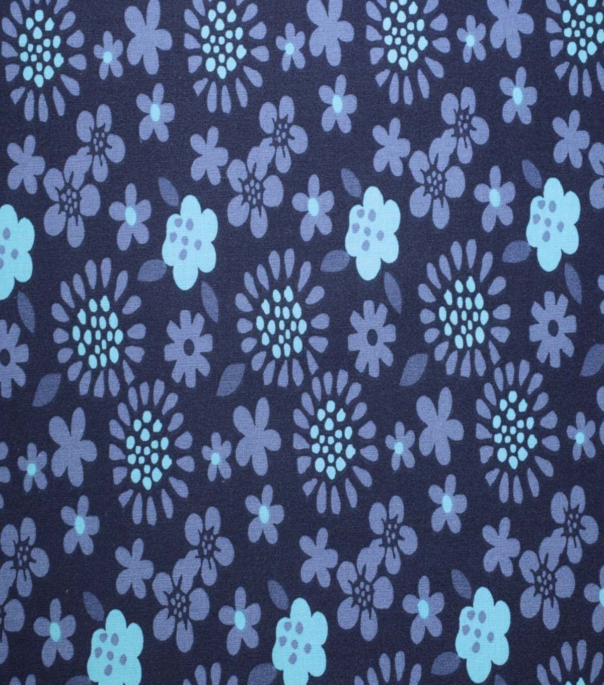 Floral Medallions on Dark Blue Cotton Fabric by Quilter's Showcase