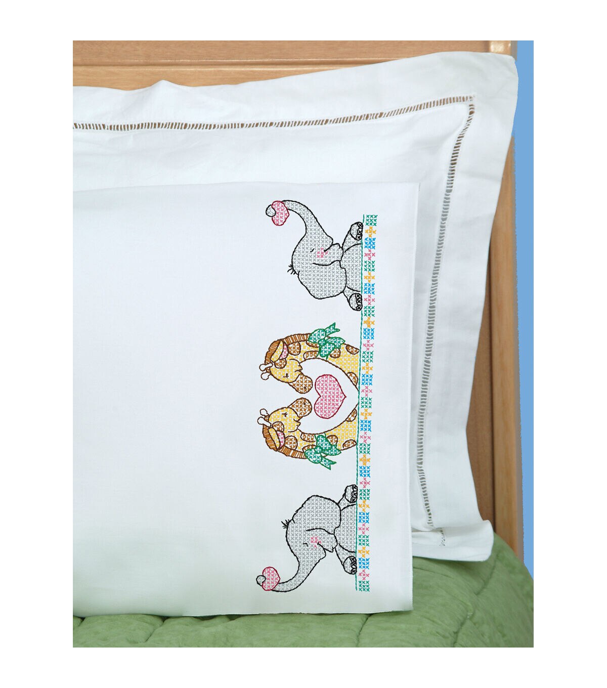Jack Dempsey 10.5 x 6 Noah's Ark Children's Stamped Pillowcase