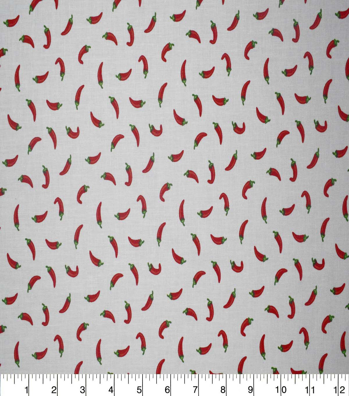 Garden Peppers on White Cotton Fabric by Quilter's Showcase