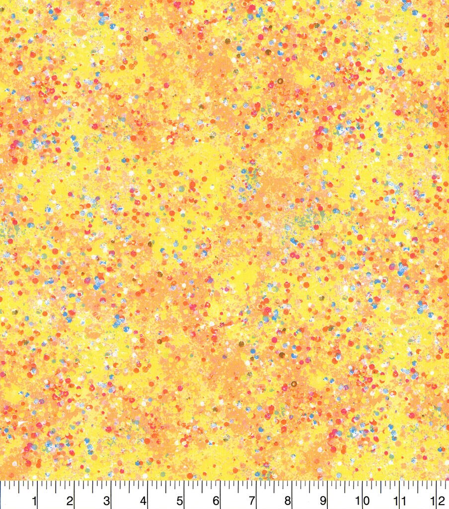 Fabric Traditions Confetti on Yellow Cotton Fabric by Keepsake Calico