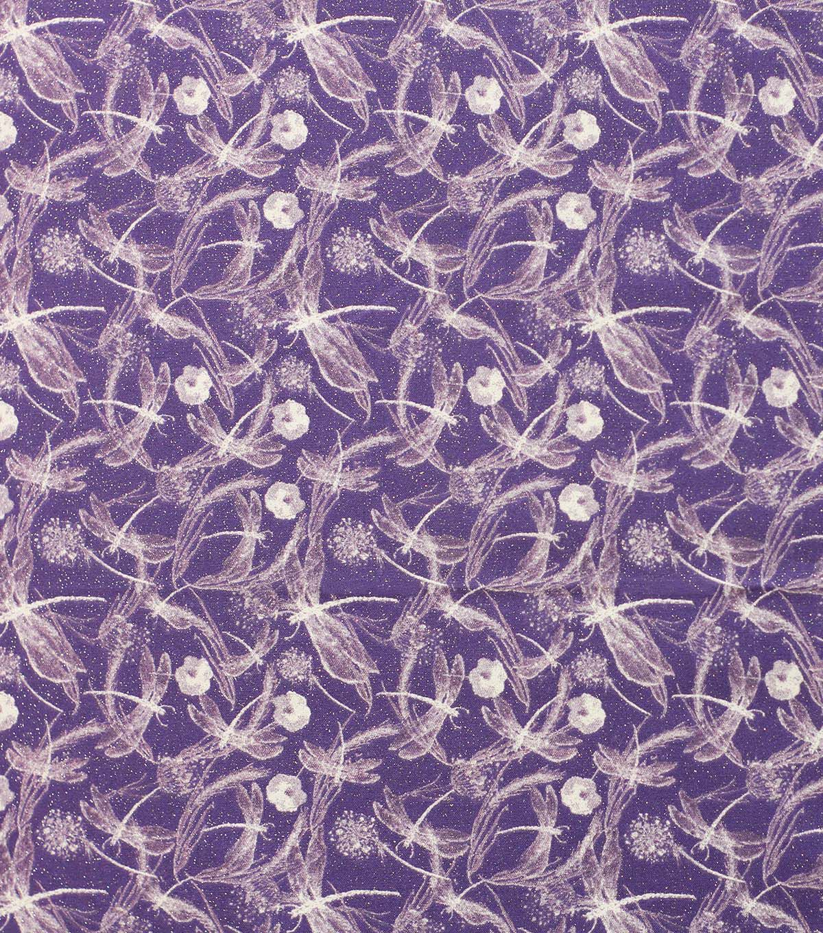 Dragonfly on Purple Glitter Quilt Cotton Fabric by Keepsake Calico