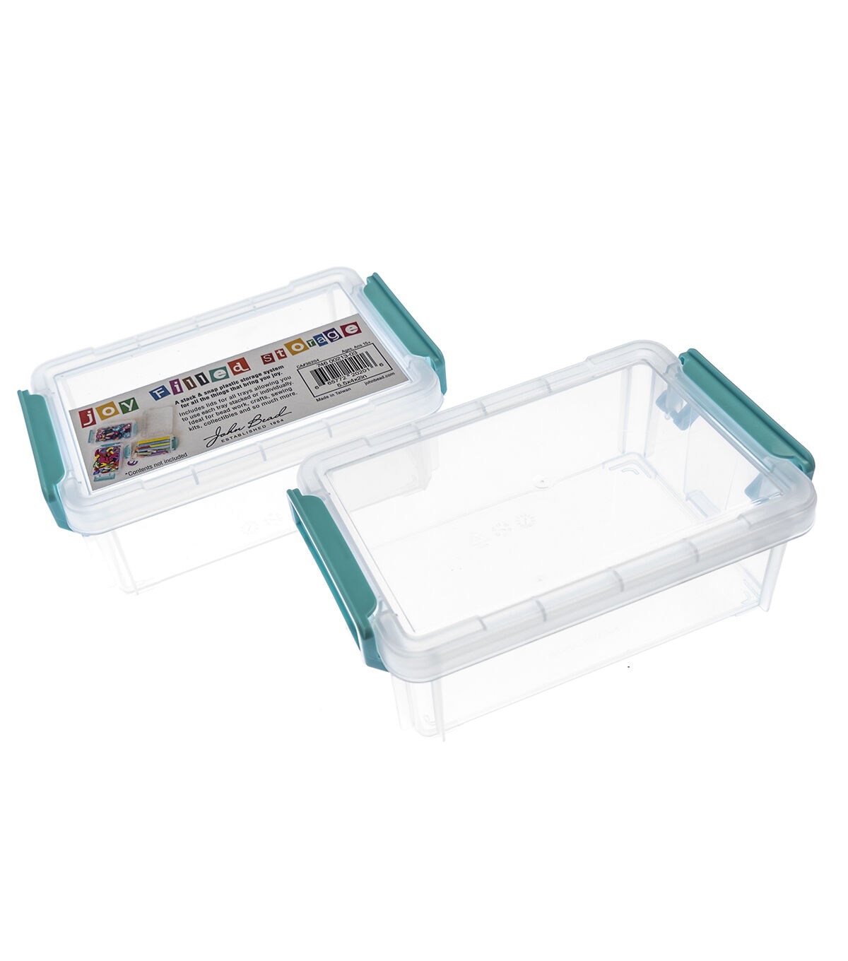 John Bead 5.5 x 4 Clear Joy Filled Stackable Storage Containers 2pk