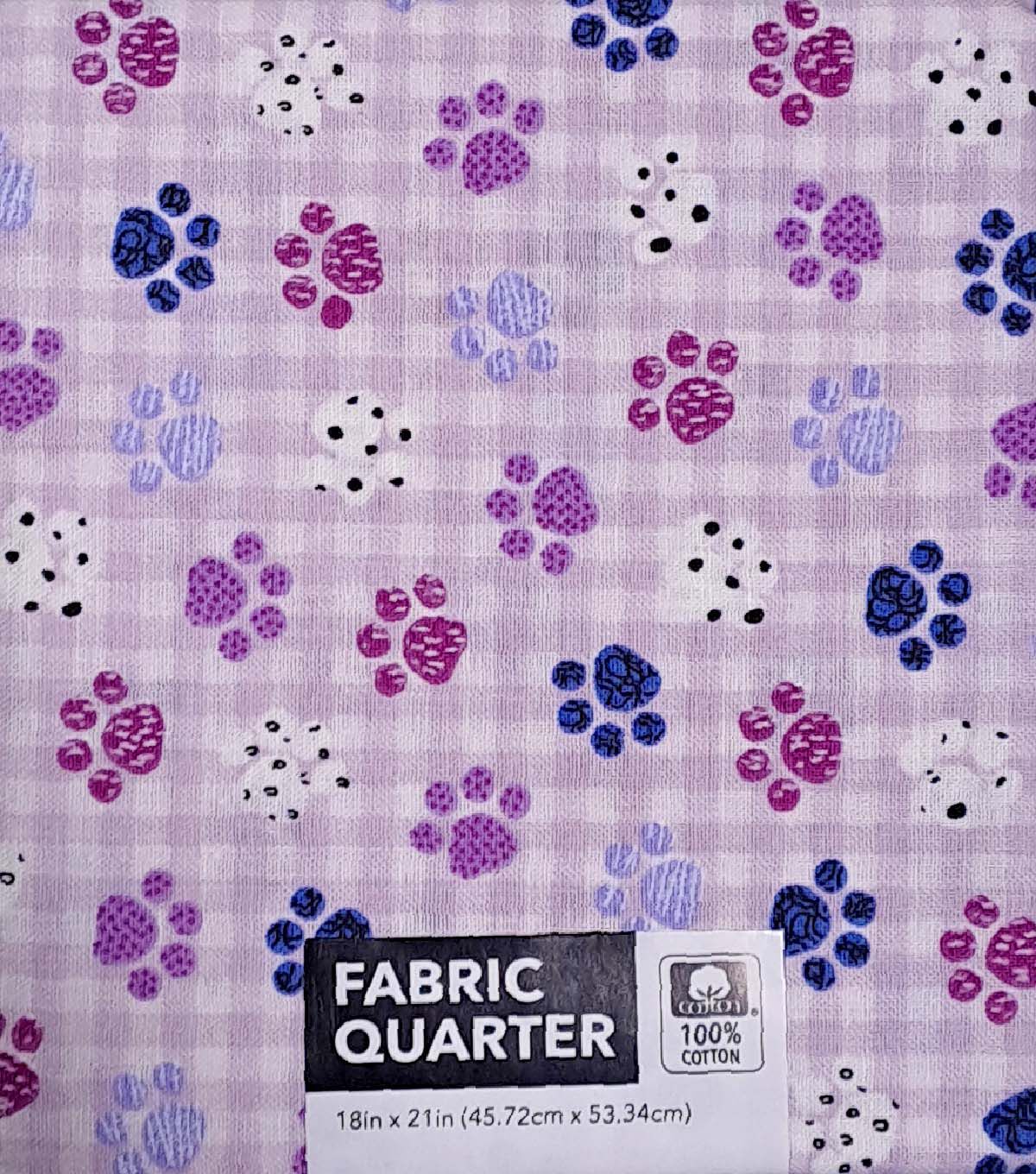 18 x 21 Paws on Gingham Novelty Cotton Fabric Quarter 1pc