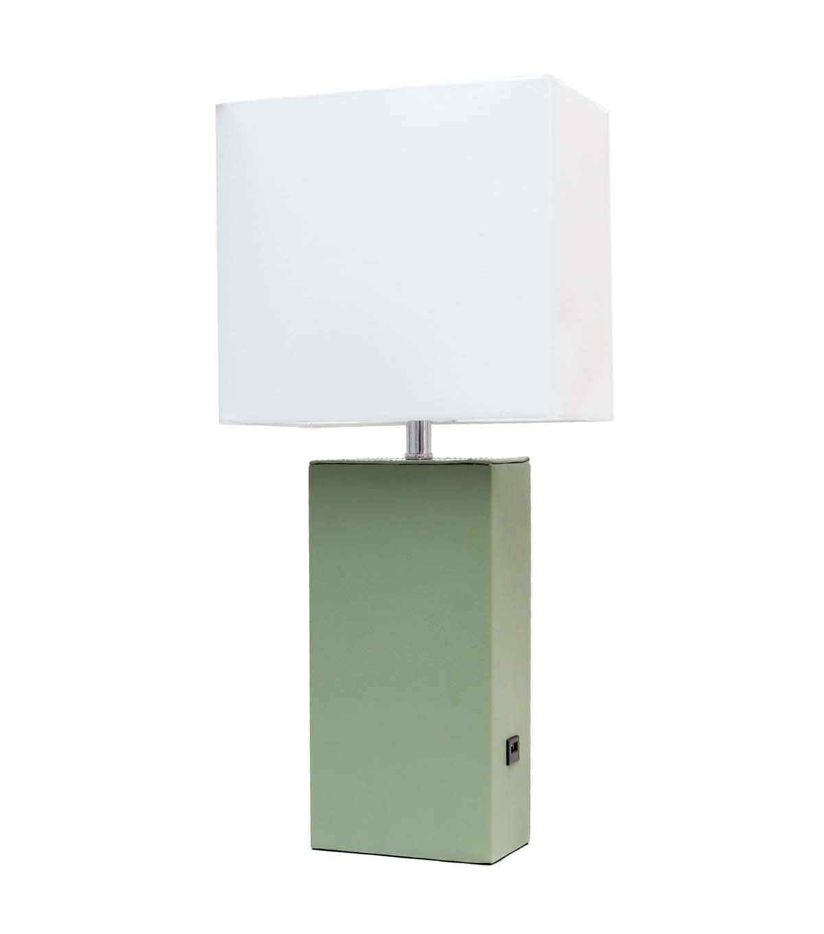 All The Rages 21 Leather Base Lamp With USB Port & Fabric Shade