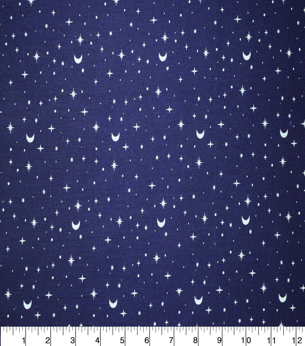 Stars & Moons on Navy Cotton Fabric by Quilter's Showcase