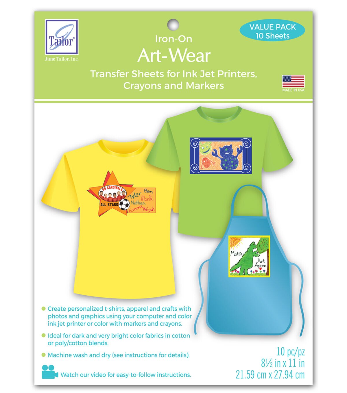 June Tailor 8.5 x 11 Iron On Art Wear Transfer Sheets 10ct