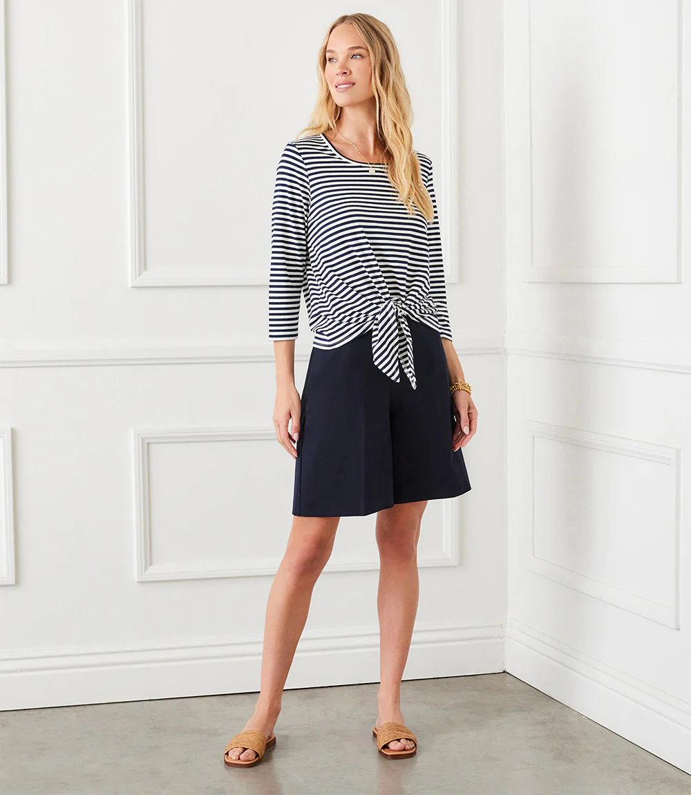 3/4 Sleeve Tie Front Top