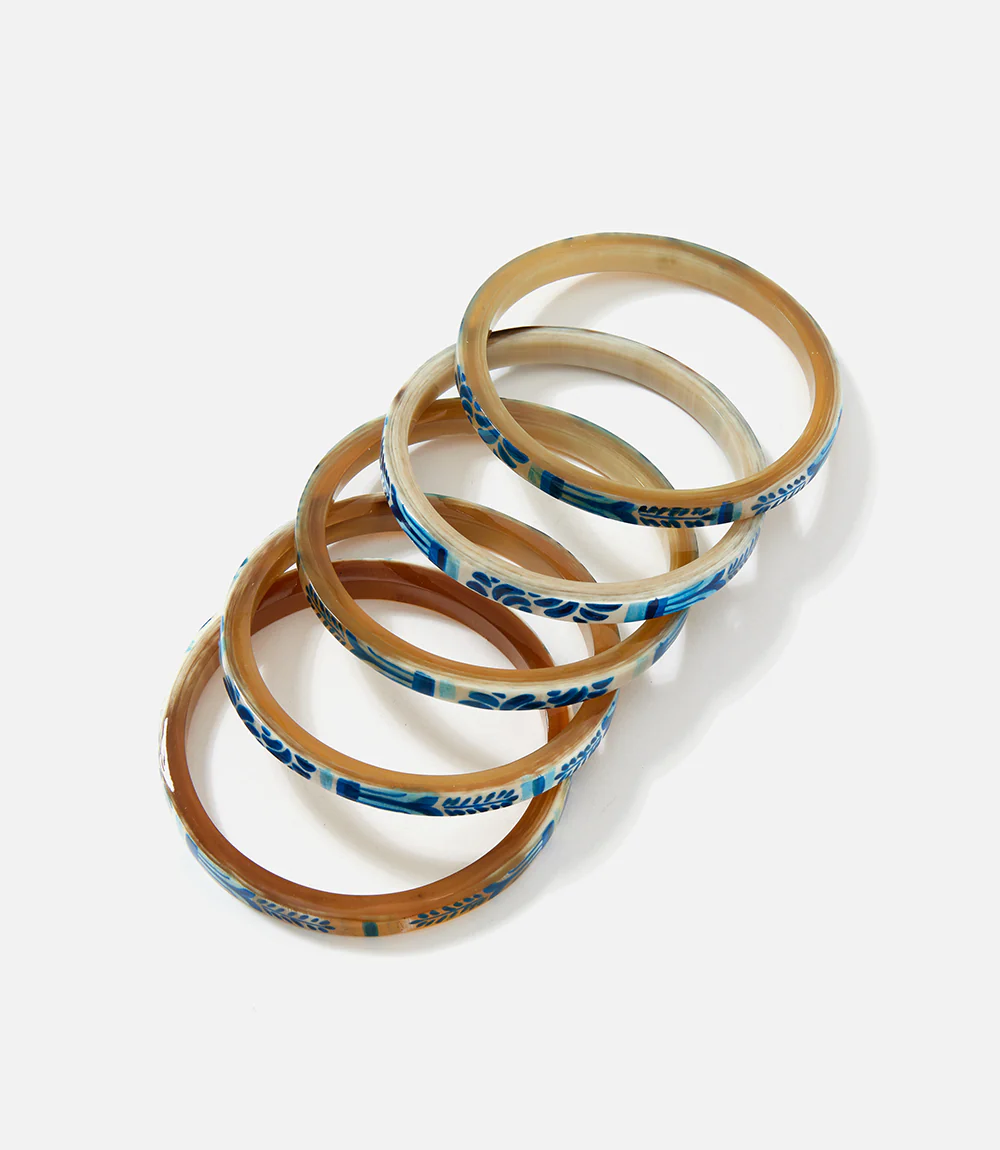 Blue Tile Bangles, Set of 5