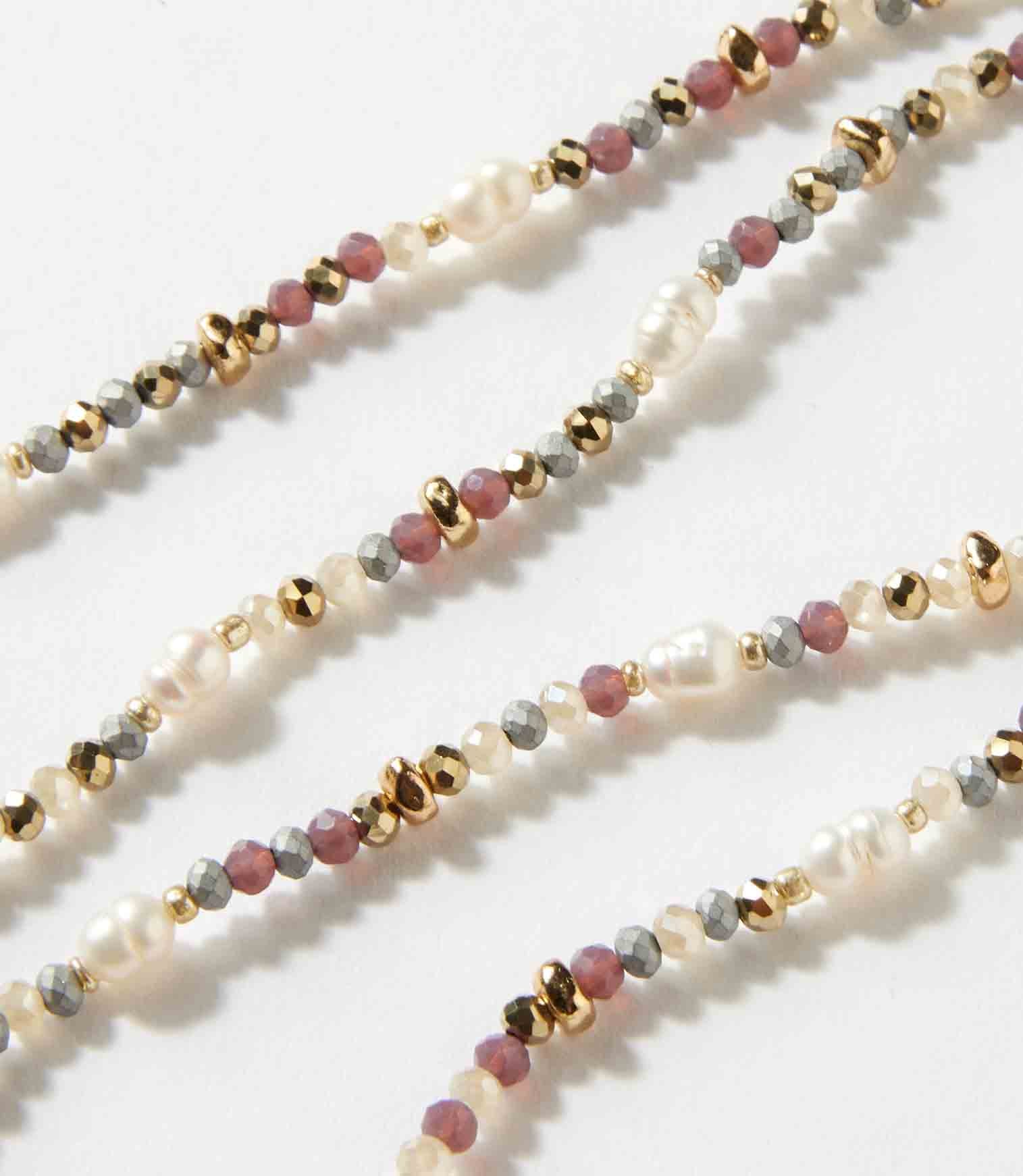 Beaded Gemstone And Pearl Stretch Bracelet