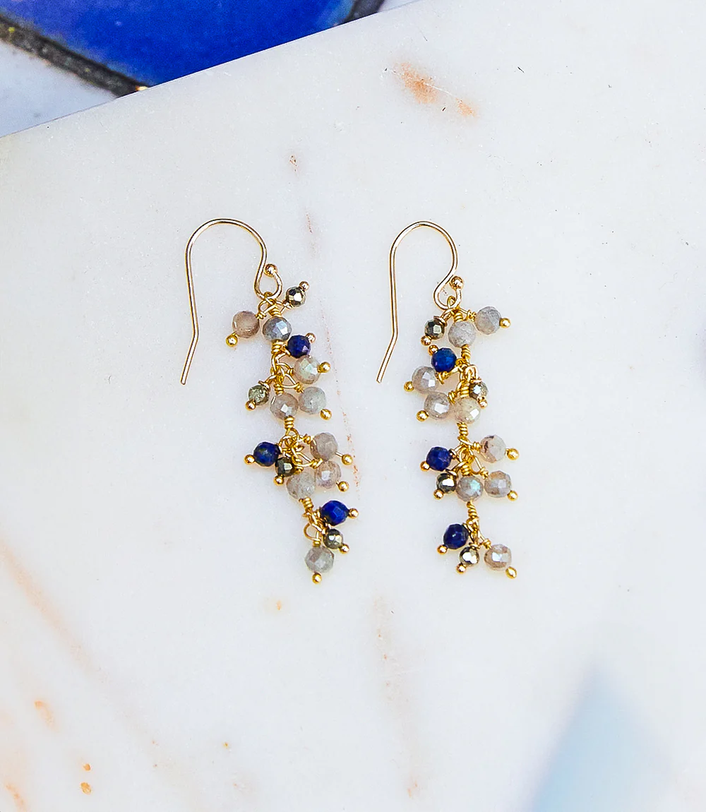Blue Moon Cluster Earrings