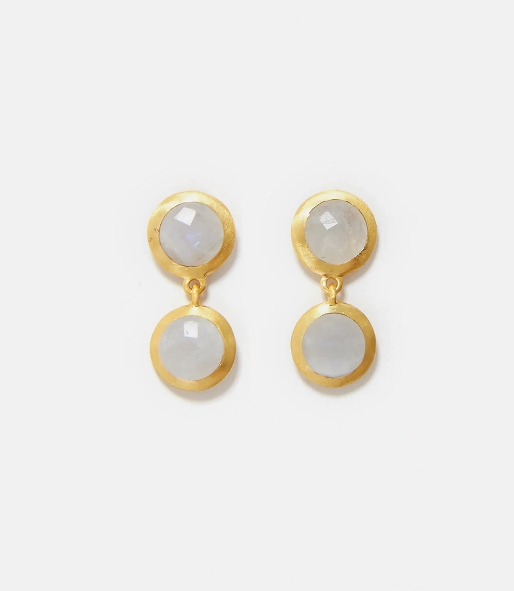 Double Drop Moonstone Earrings