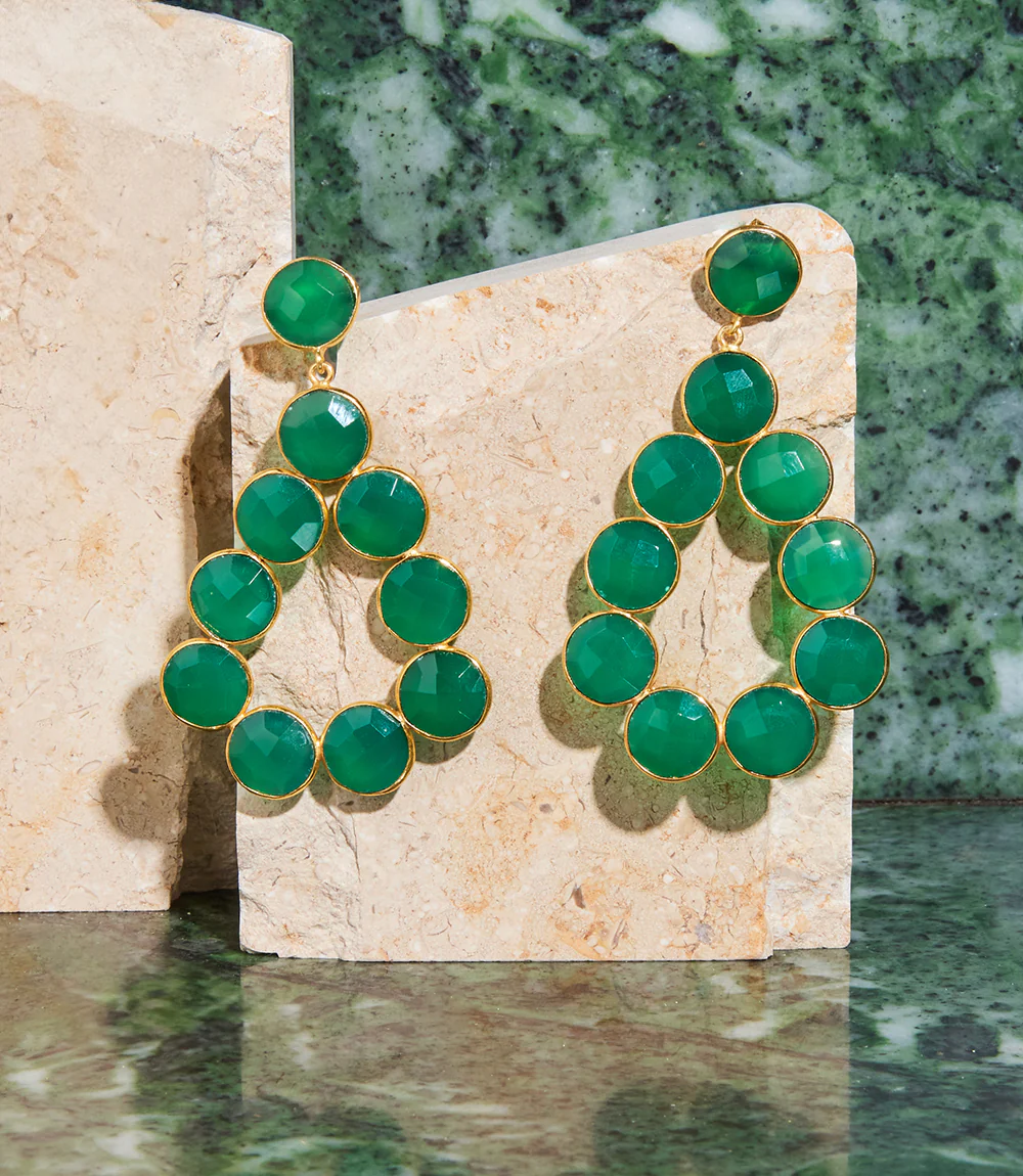 Gemstone Bezel Drop Earrings
