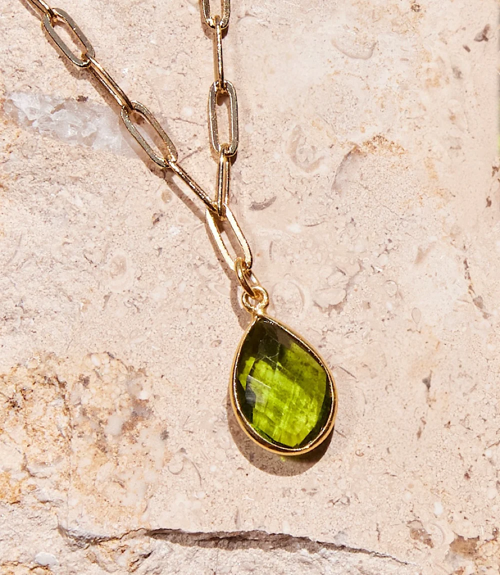Peridot Gemstone Teardrop Necklace