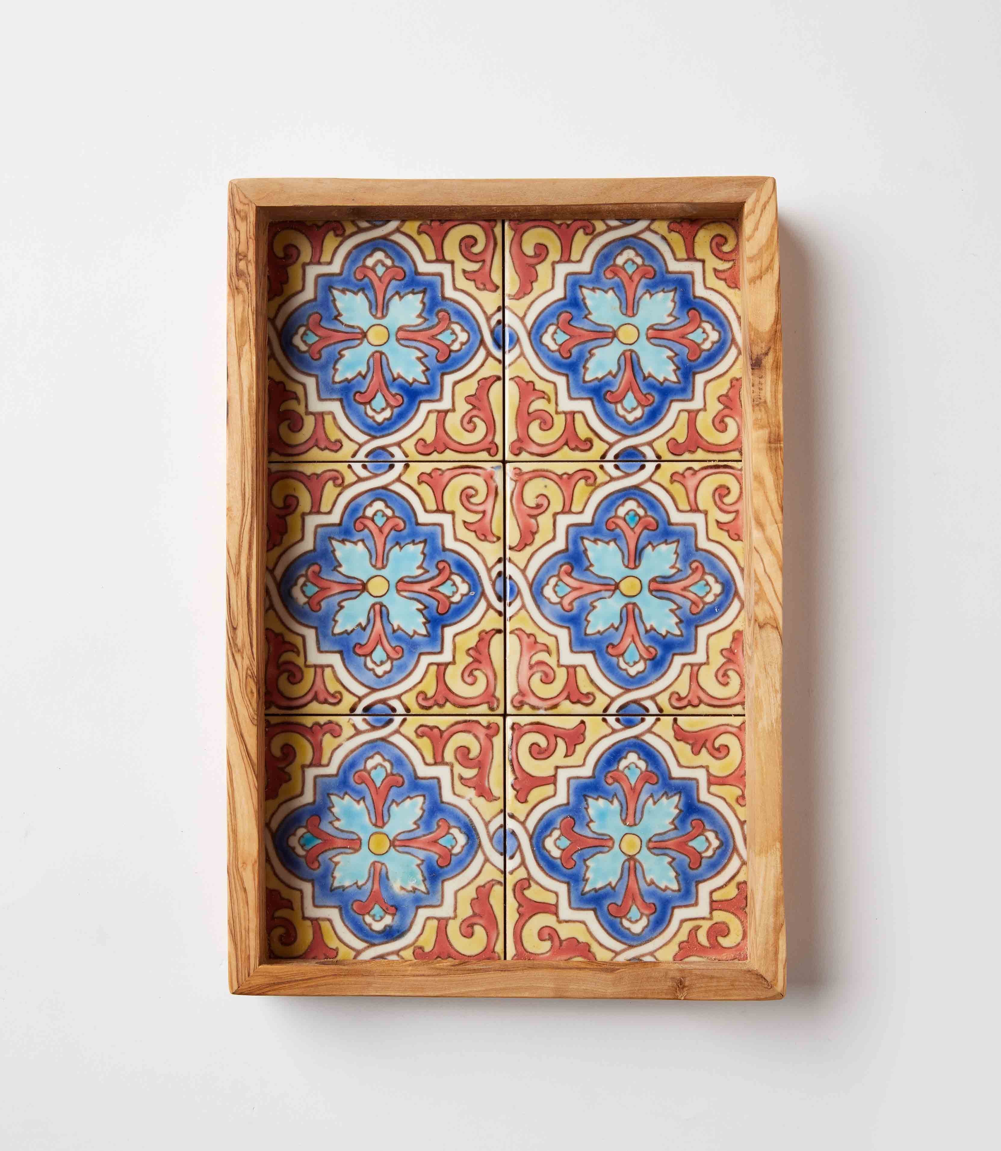 Tiled Wood Serving Tray