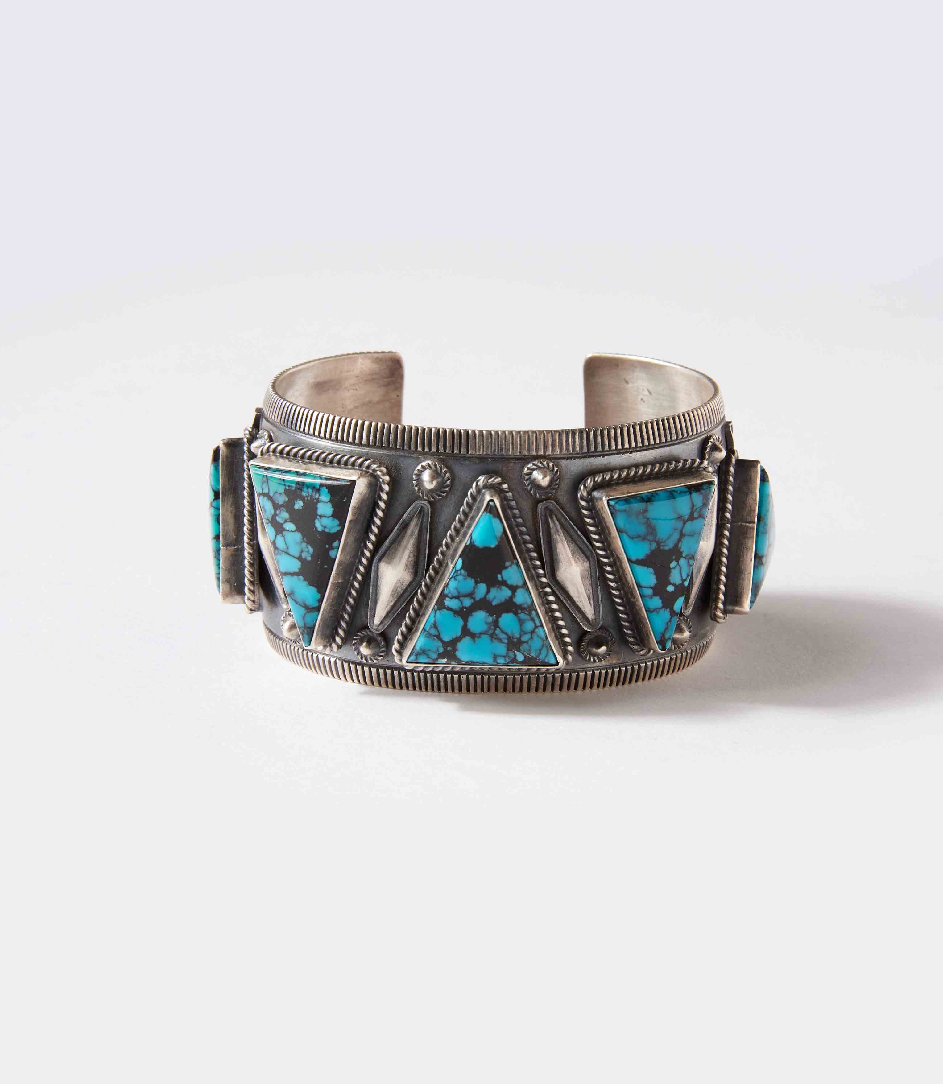 Triangle Turquoise Stone Cuff Bracelet