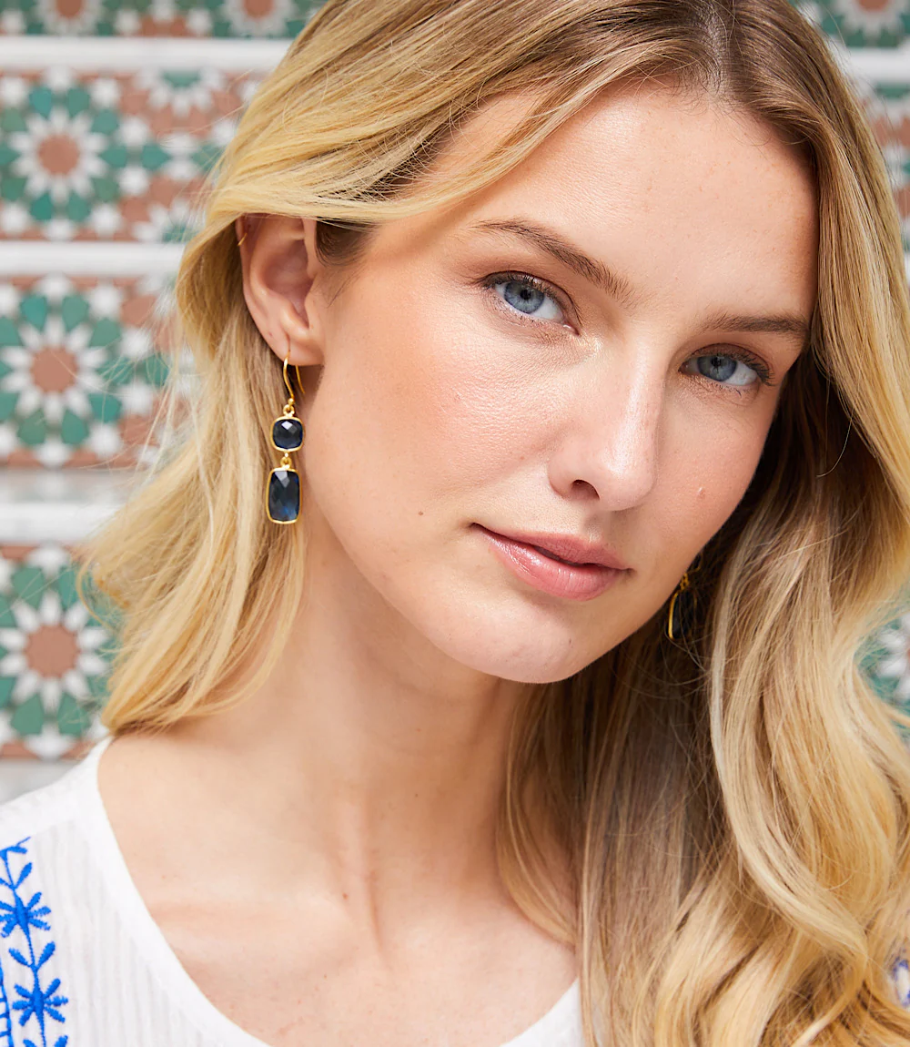 Double Drop Gemstone Earrings