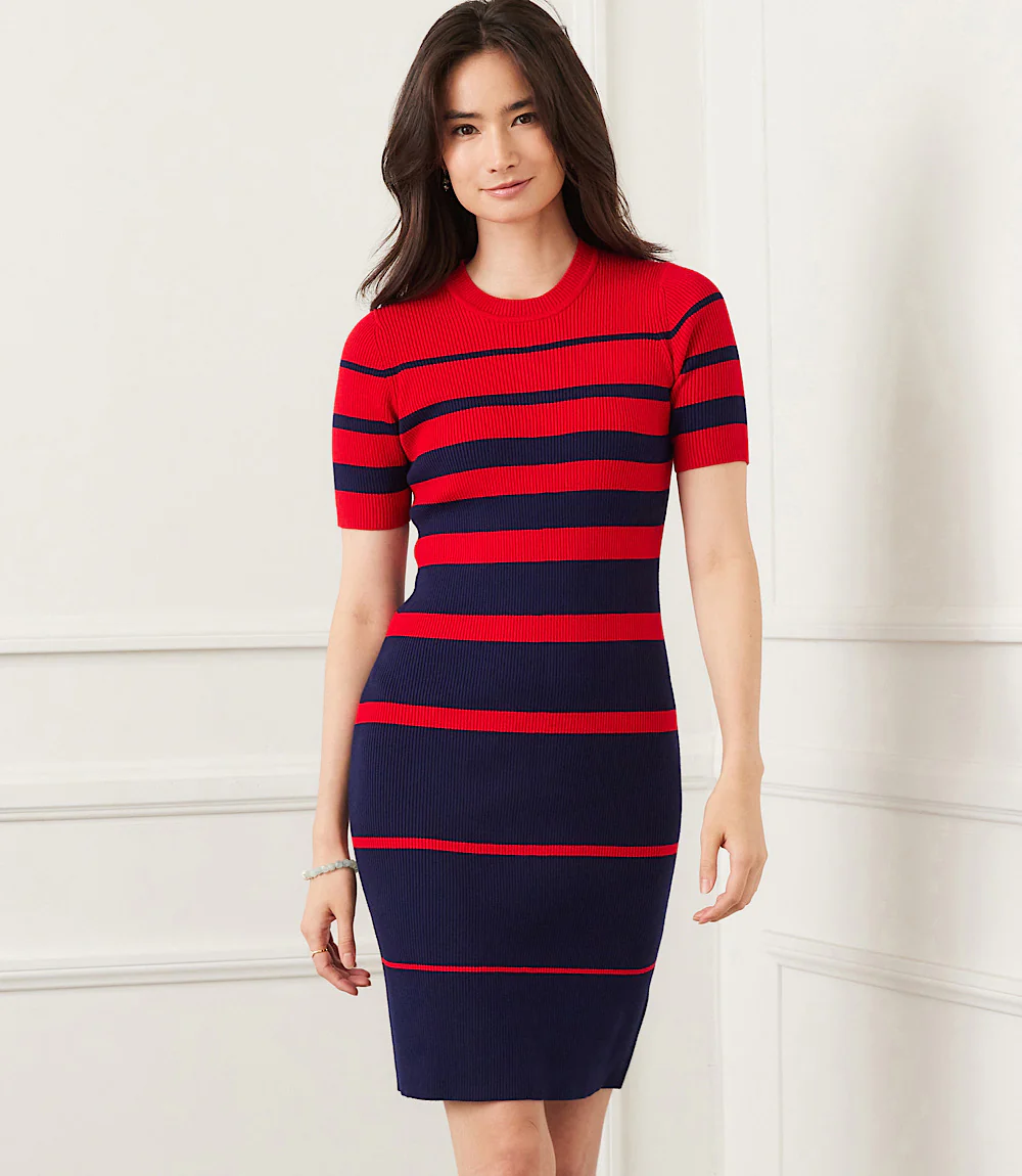 Stripe Ribbed Sweater Dress