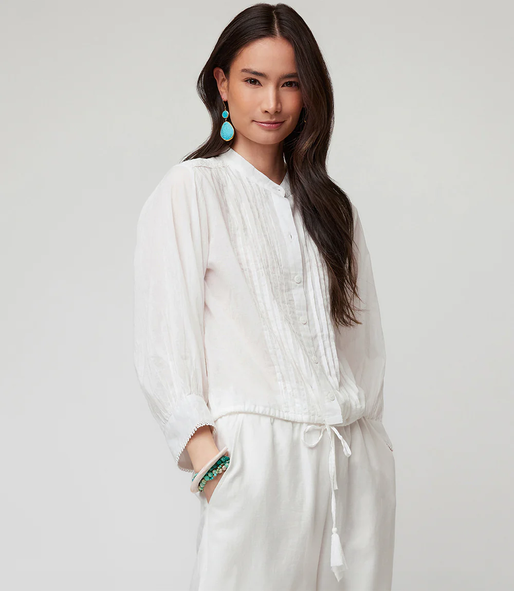 Lace Trim Drawstring Top