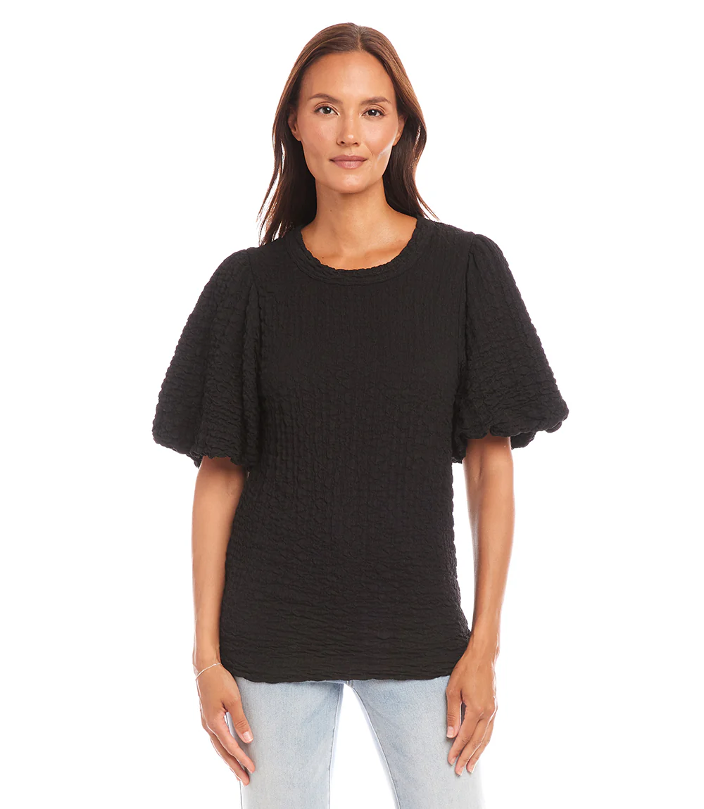 Puff Sleeve Textured Top