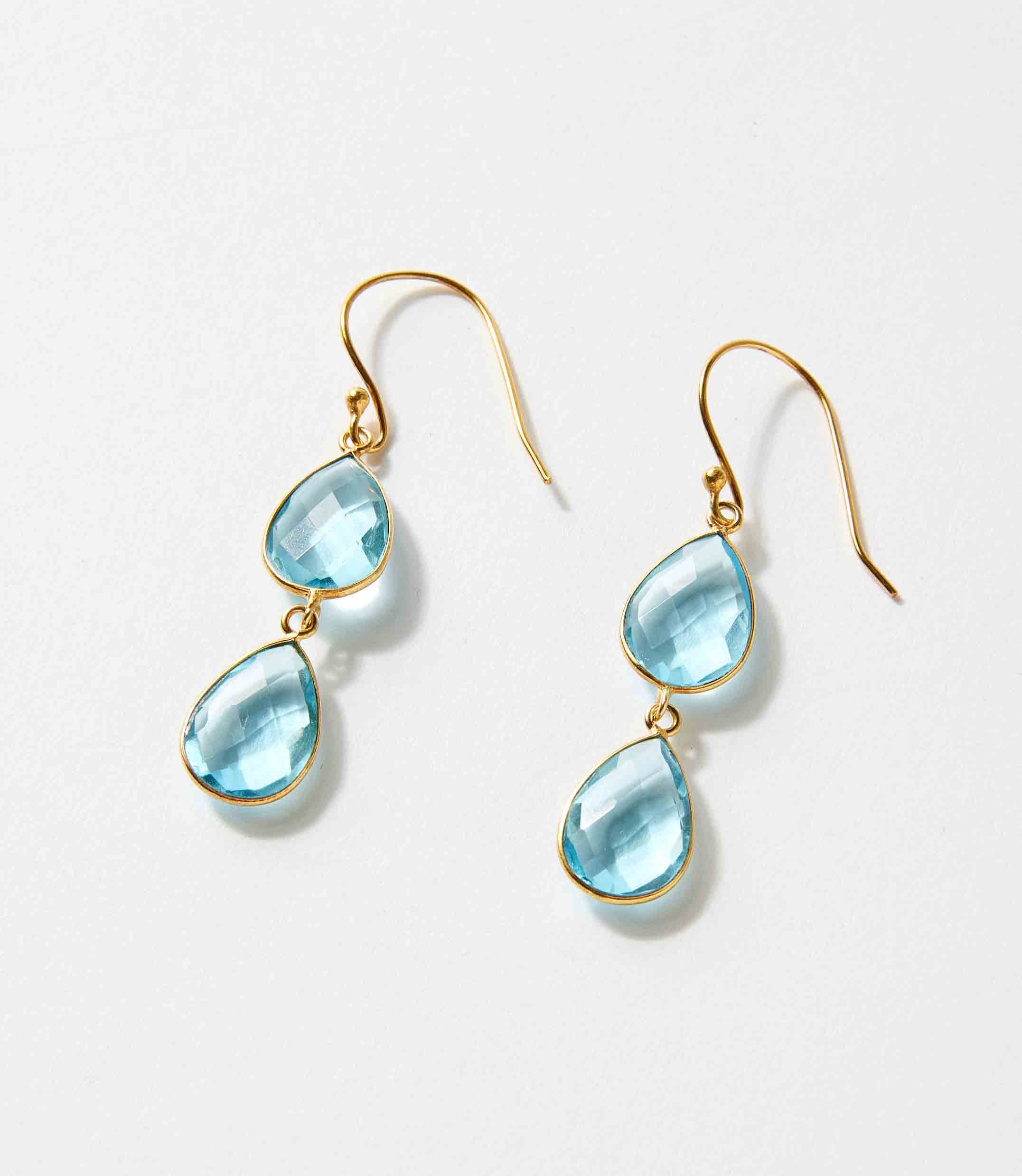 Double Teardrop Gemstone Earrings