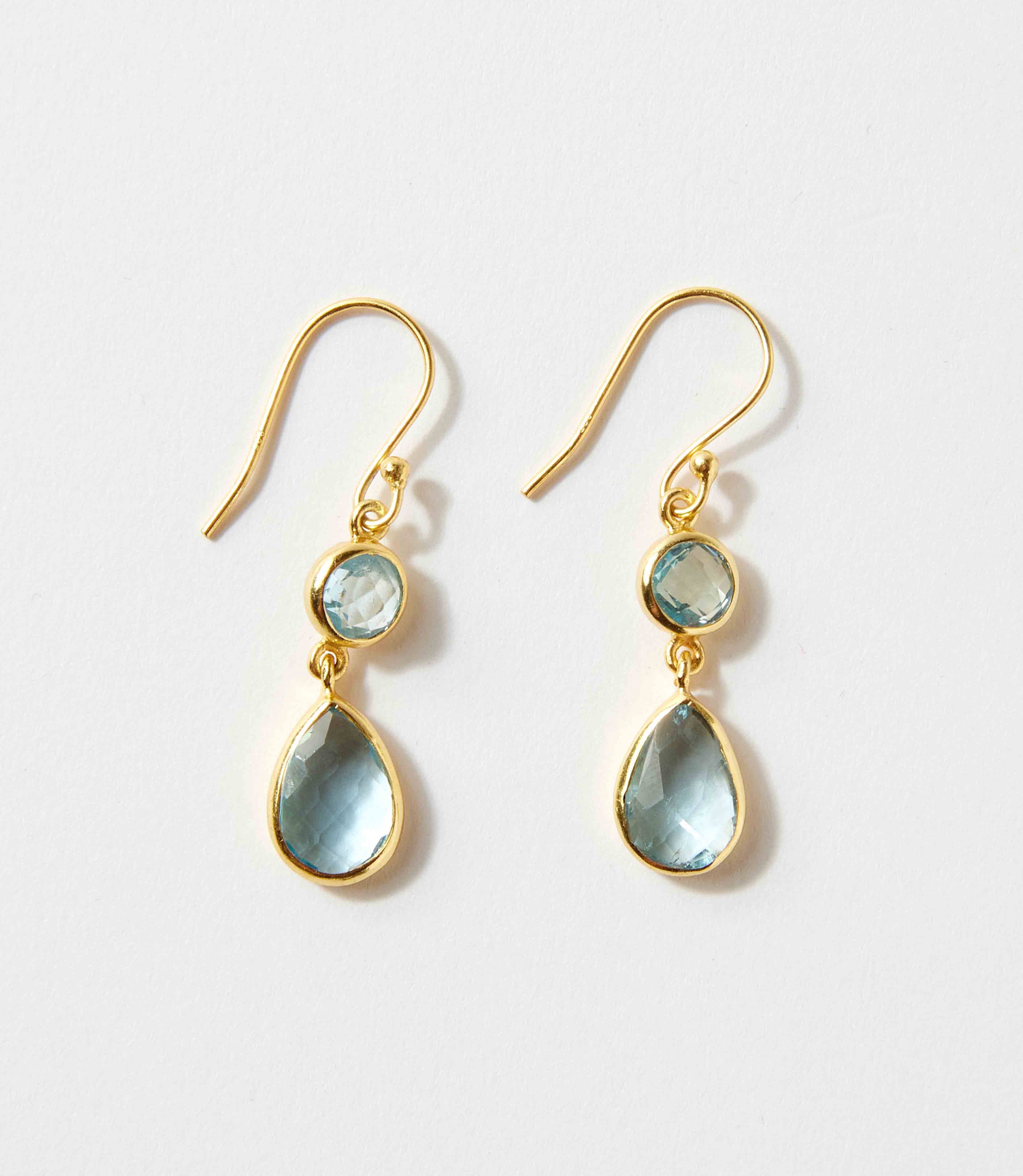 Blue Topaz Double Drop Earrings
