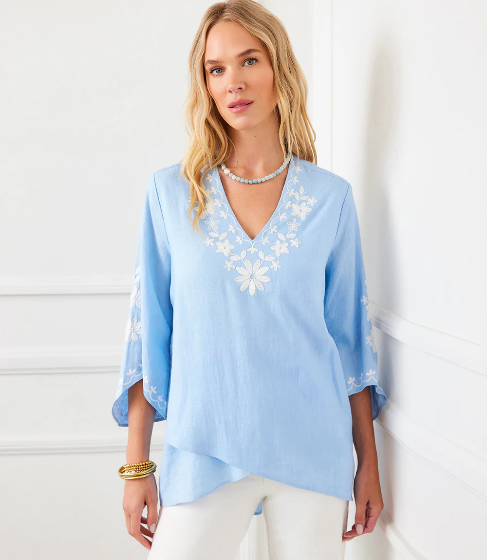 Bracelet Sleeve Embroidered Asymmetric Top