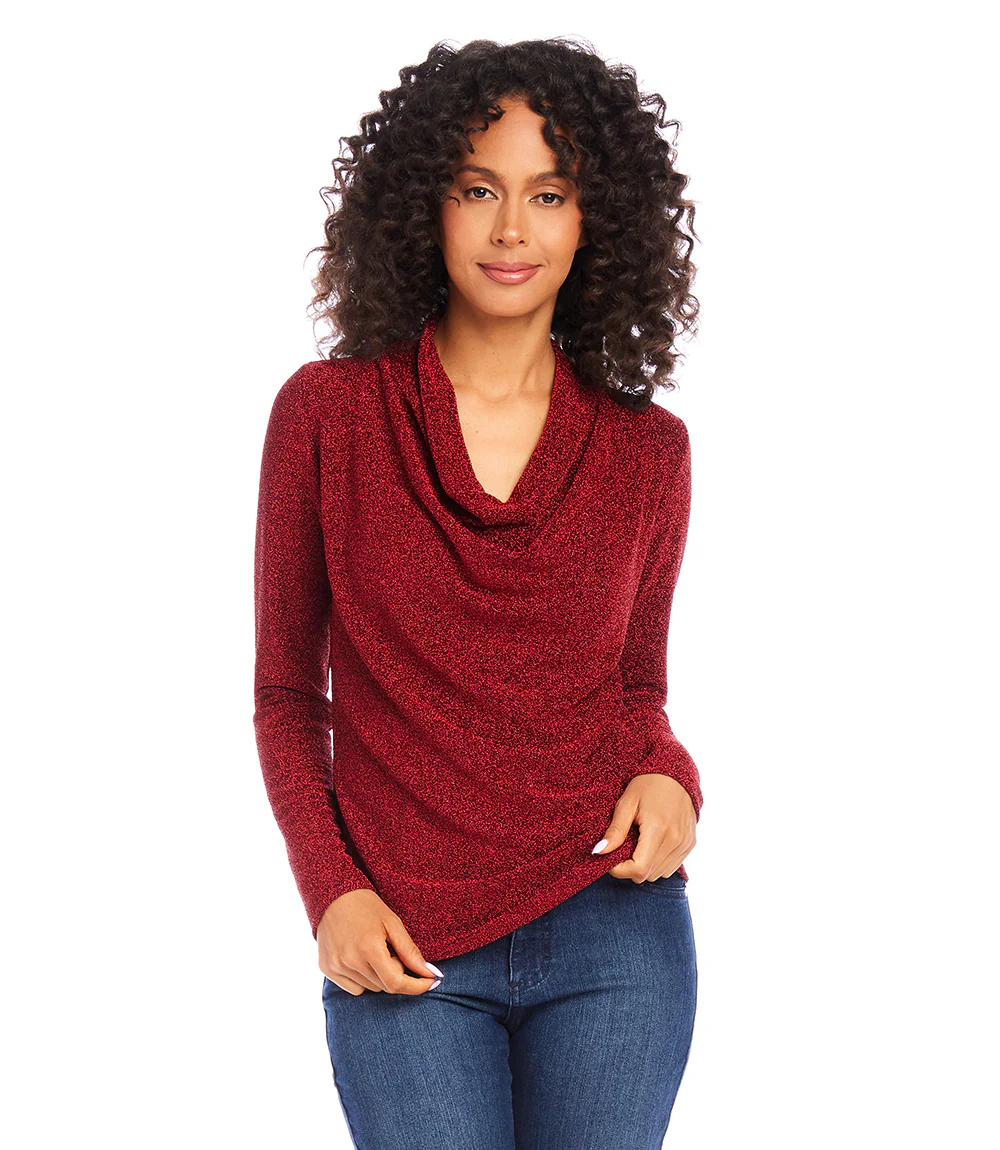 Drape Neck Metallic Top
