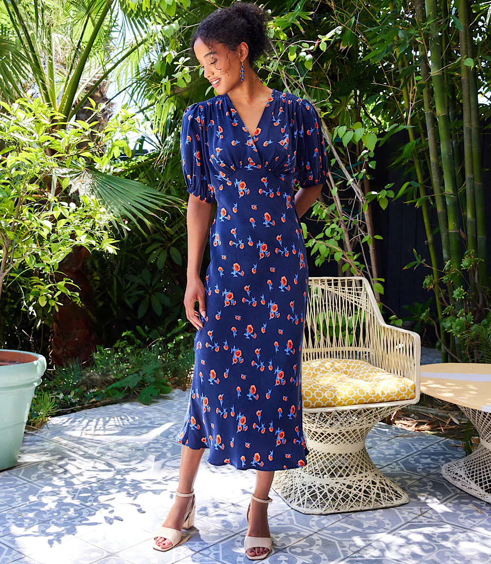 Bias Puff Sleeve Dress