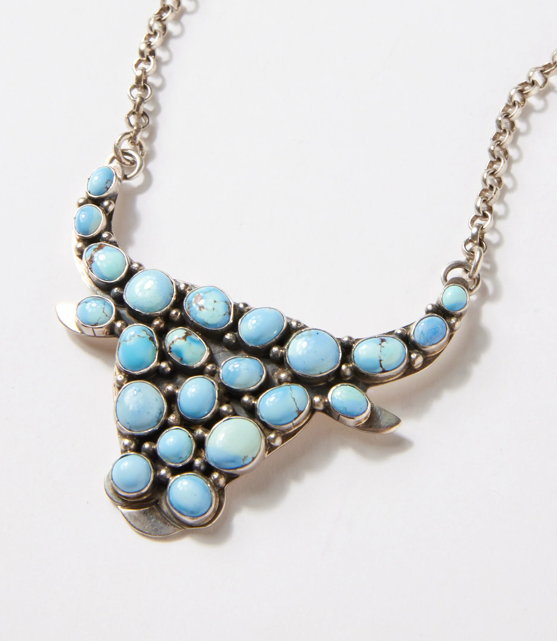 Golden Hill Longhorn Turquoise Pendant Necklace