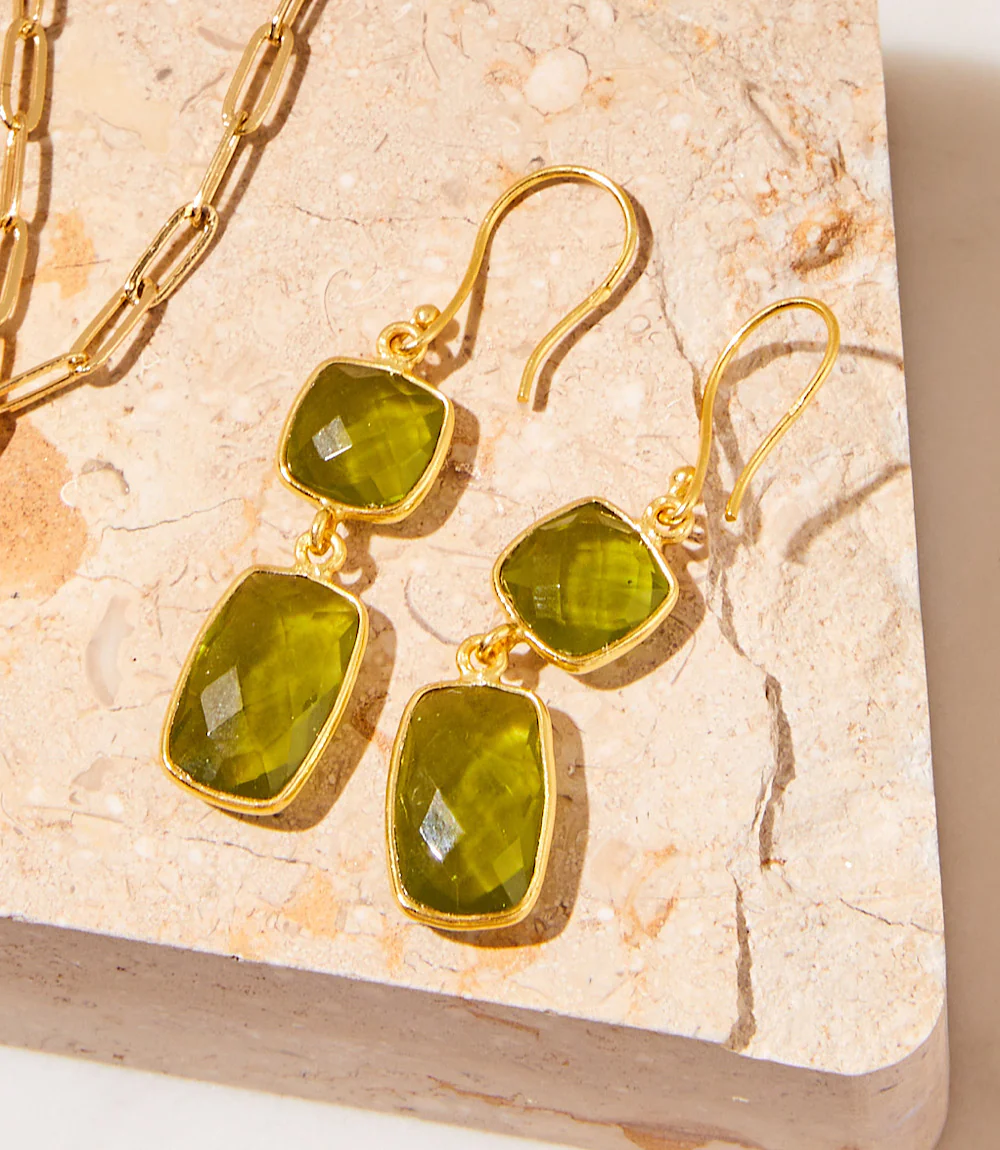 Gemstone Double Drop Earrings
