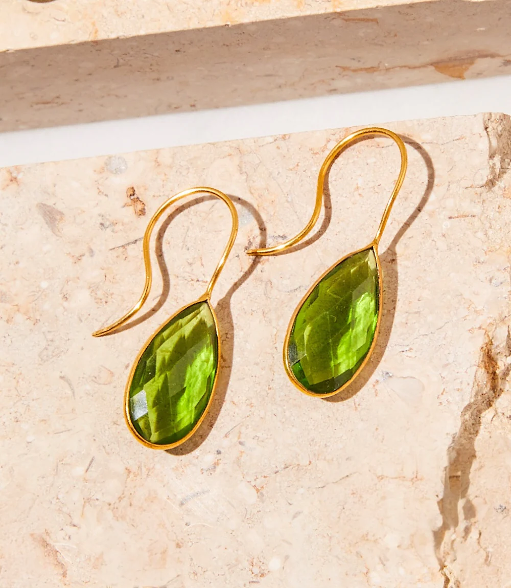 Long Teardrop Gemstone Earrings