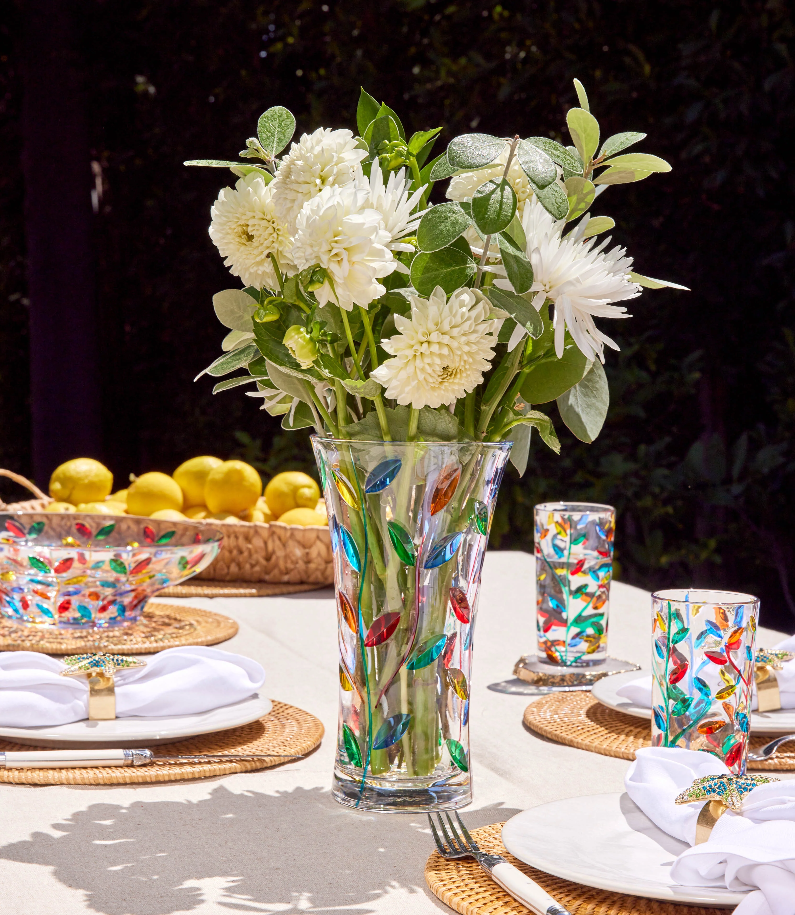 Large Handpainted Crystal Vase