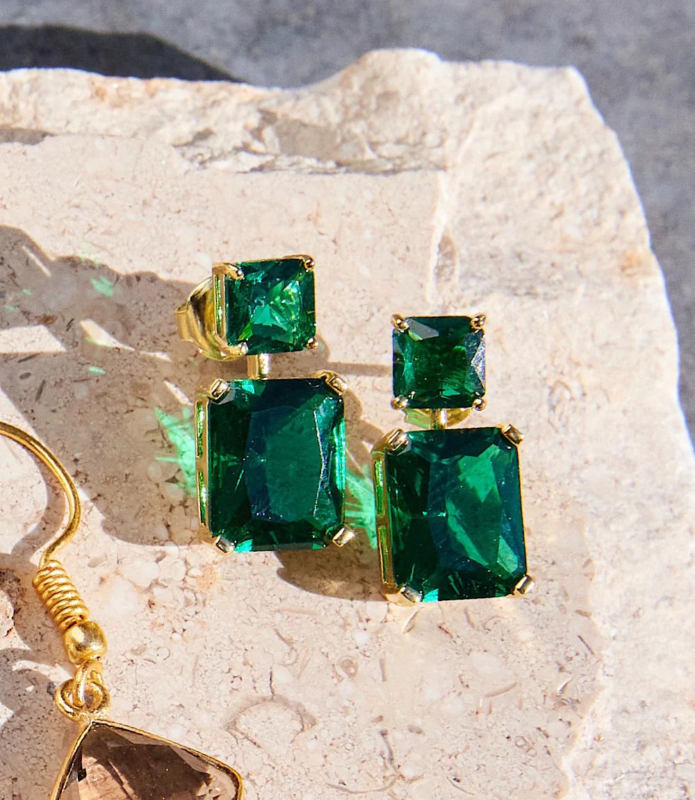 Princess Cut Drop Earrings