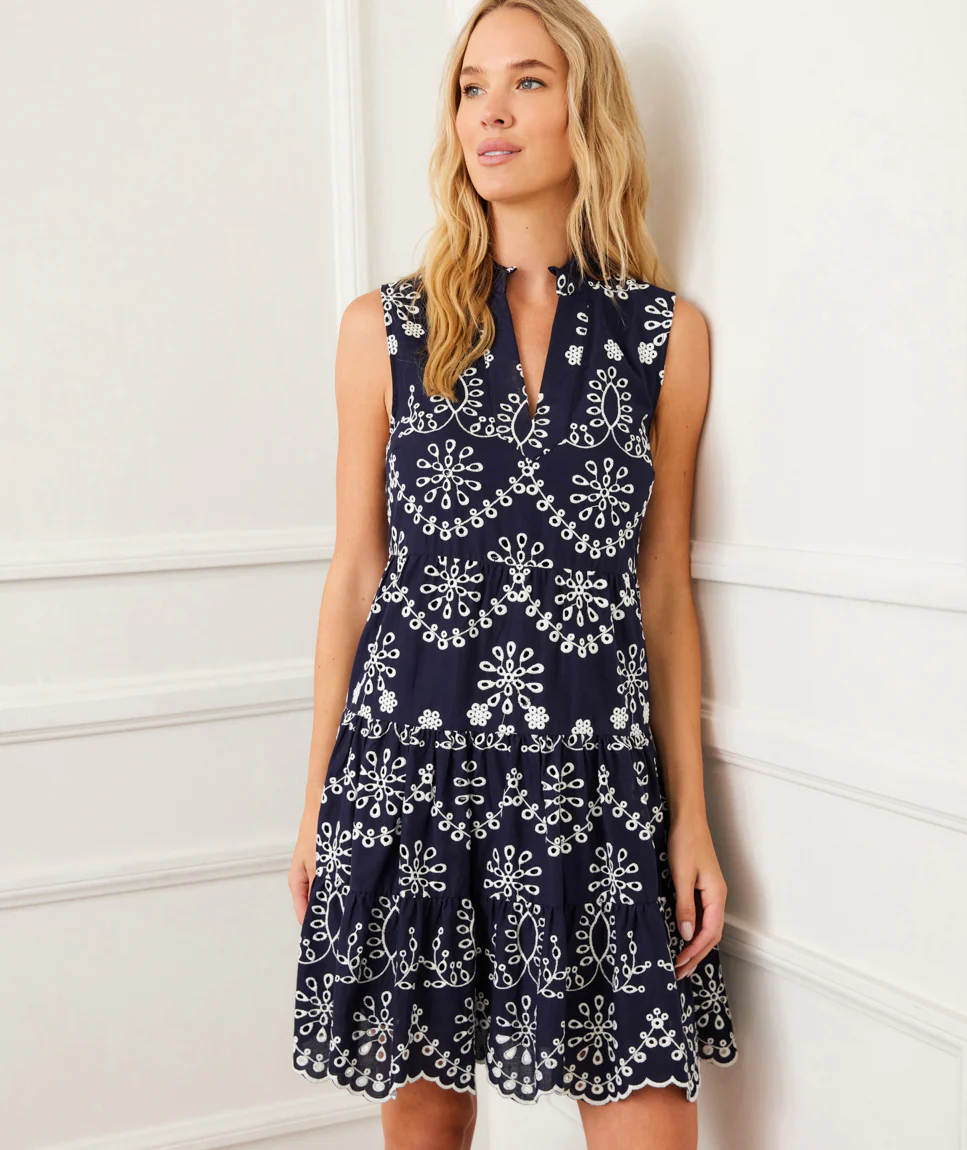 Petite Size Sleeveless Eyelet Dress