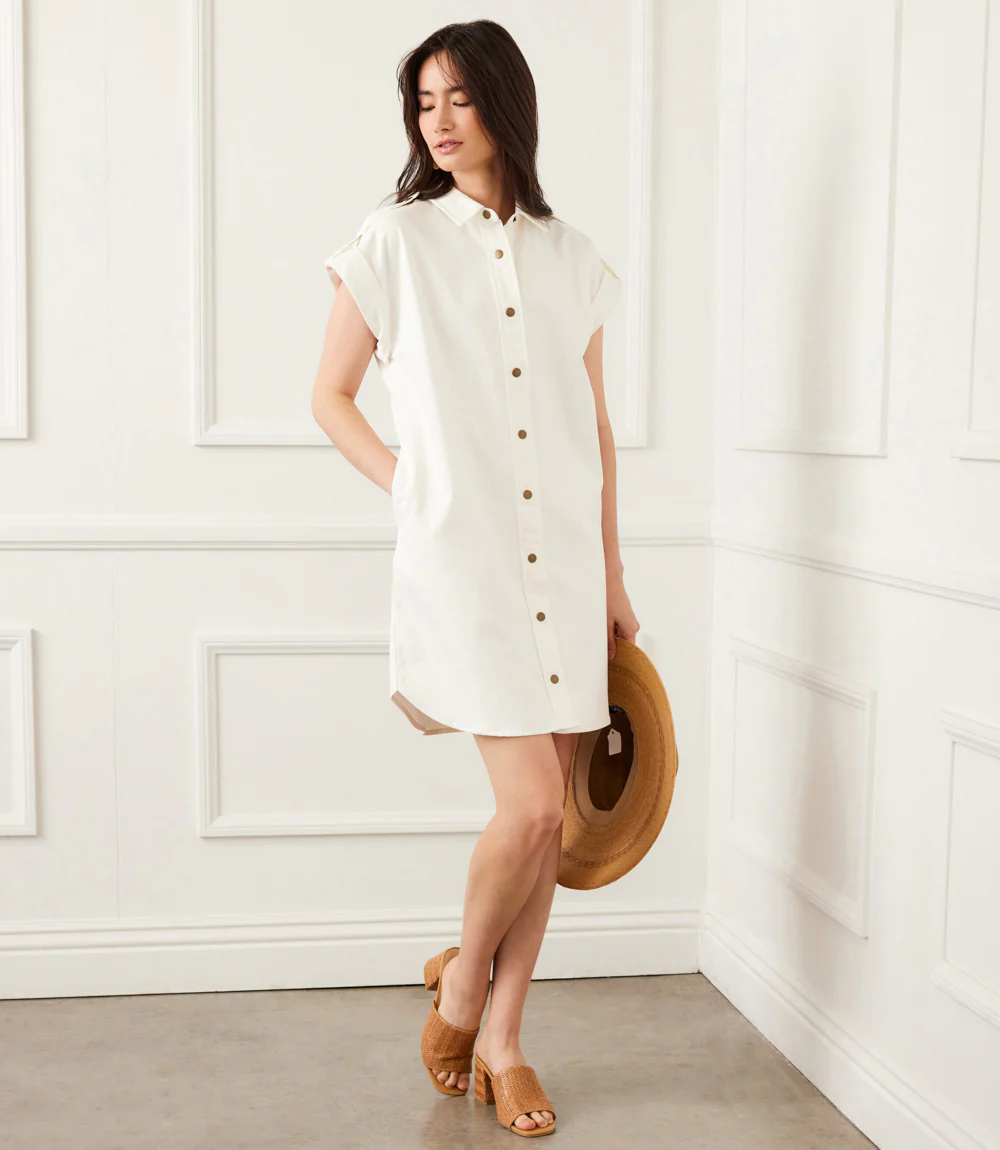 Cap Sleeve Denim Shirtdress